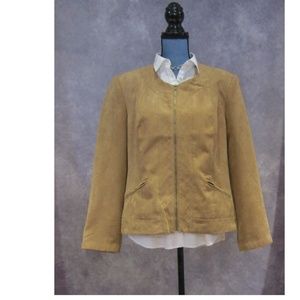 Dressbarn Faux Suede Zip Front Jacket Blazer XL